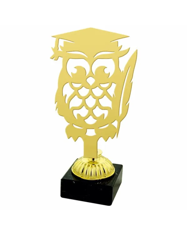 Statuetka Metalowa Sowa Mądrości 4218 | Nagroda Szkolna 23 cm