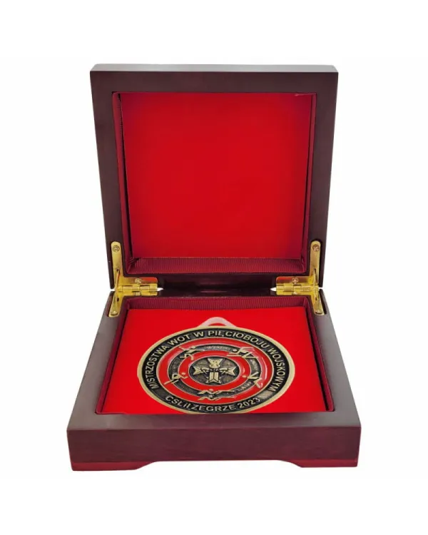 Etui Drewniane na Medal 70mm ETM28 Czerwone