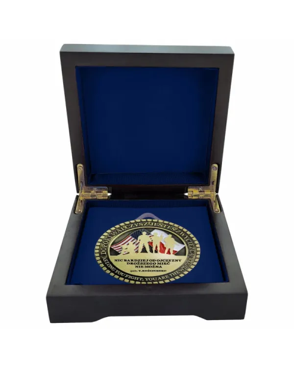 Etui Drewniane na Medal 70mm ETM27 Niebieskie