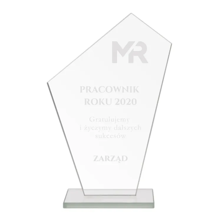 Eleganckie trofeum firmowe klasyczny mleczny grawer bez tła M64
