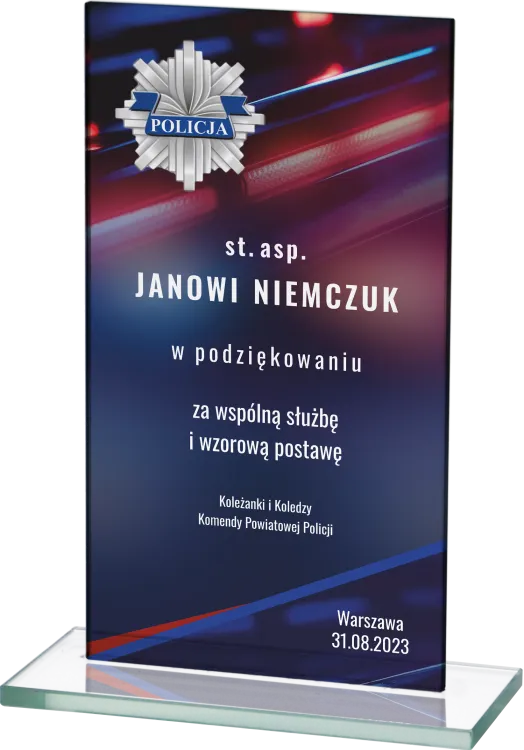 Szklana statuetka sportowa na turnieje pełnokolorowy nadruk CMYK M65