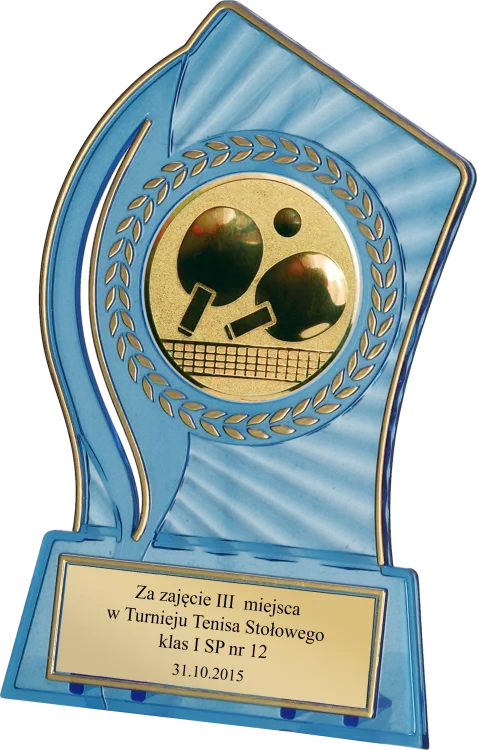 Trofeum Plastikowe Niebiesko-Złote PS110 z grawerem