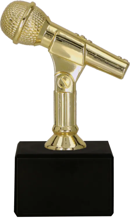 Statuetka Muzyczna Złoty Mikrofon Czarny Marmur 11cm F174G/BK