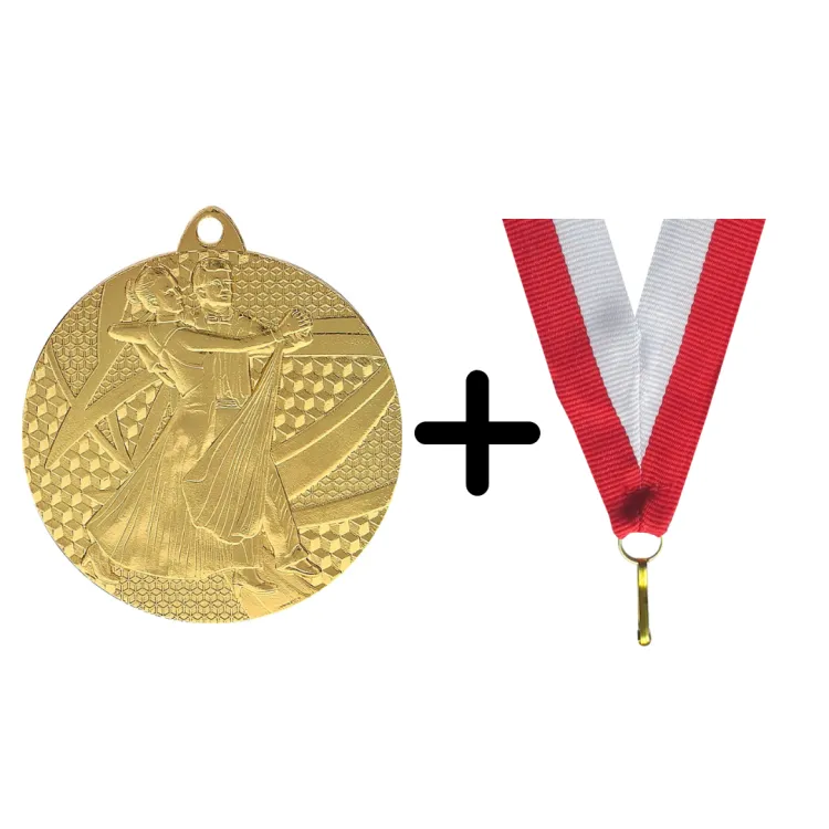 Zestaw Promocyjny Medal Złoty 50mm Taniec + Wstążka | Wyprzedaż
