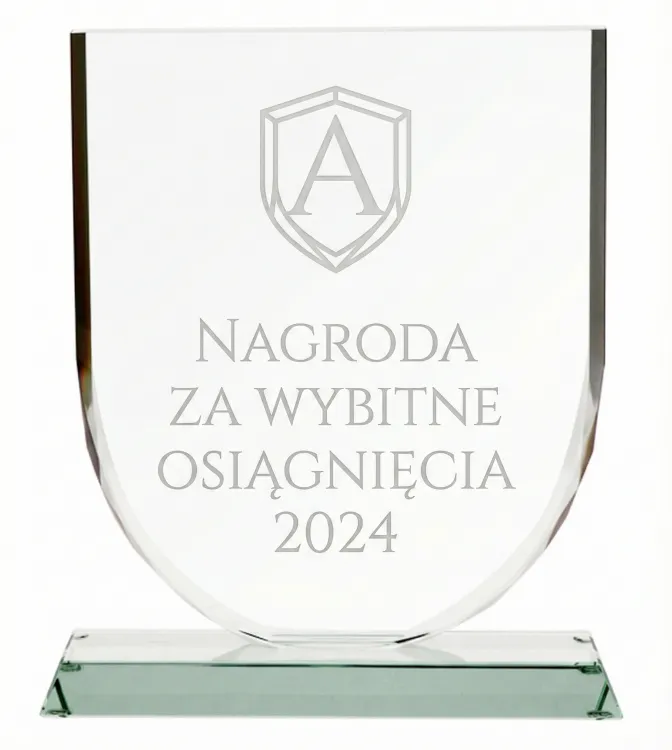 Kryształowe trofeum firmowe elegancki mleczny grawer bez tła G001