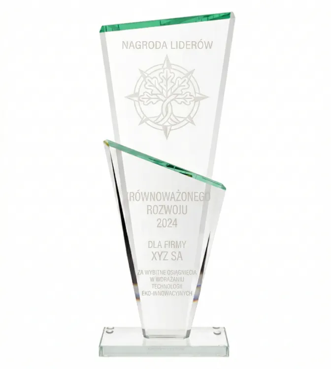 Eleganckie trofeum na ceremonię klasyczny mleczny grawer bez tła Gs811