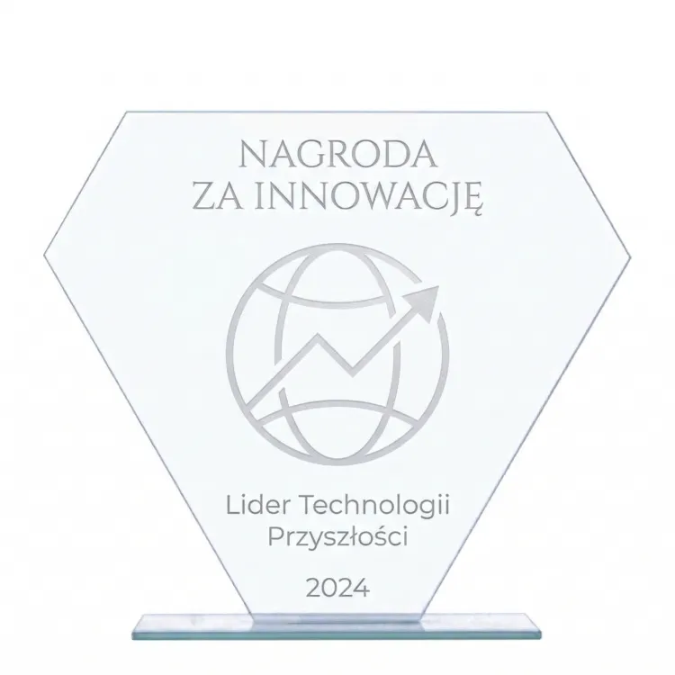 Eleganckie trofeum firmowe klasyczny mleczny grawer bez tła M79
