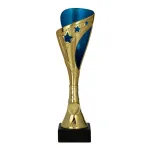 Złoto-Niebieski Puchar Plastikowy 9328 29-35,5 cm | Podstawa Marmurowa, Emblemat 25 mm
