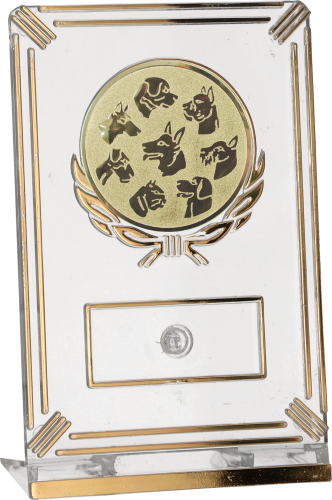 Trofeum Kynologiczne 13 cm Złote | Duży Emblemat 50 mm - Personalizacja