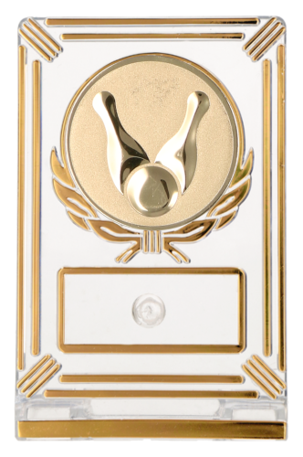 Złote Trofeum Kręglarskie 13 cm z Dużym Emblematem 50 mm | Bowling, Turnieje