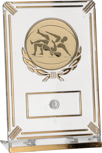 Trofeum Zapaśnicze 13 cm Złote | Zapasy, Emblemat 50 mm