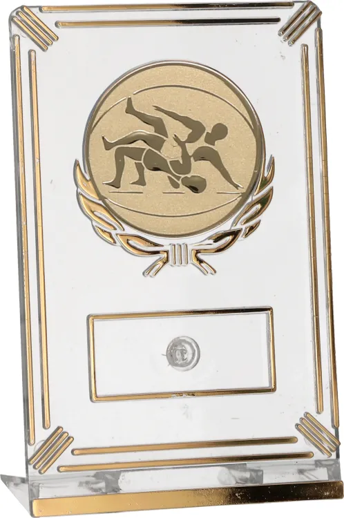 Trofeum Zapaśnicze 13 cm Złote | Zapasy, Emblemat 50 mm