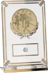 Złote Trofeum Biegowe 13 cm z Dużym Emblematem 50 mm | Maratony, Biegi Uliczne i Masowe