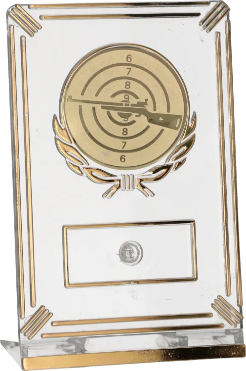 Trofeum Strzeleckie Karabin 13 cm Złote | Tarcza, Emblemat 50 mm