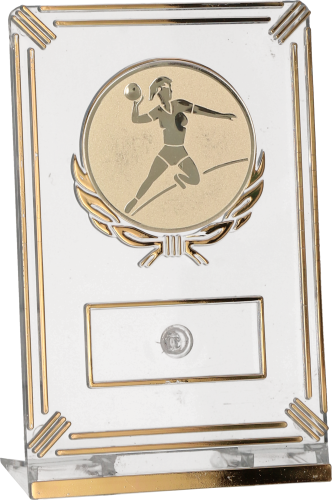 Trofeum Piłka Ręczna Kobiet 13 cm Złote | Szczypiornistka, Emblemat 50 mm