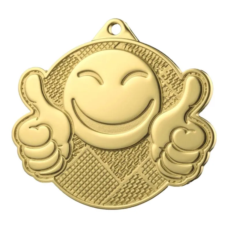 Złoty Medal Uśmiechnięta Buźka 50x63mm Stal | Dla Dzieci MMC6077G