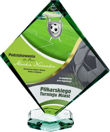 Sportowe trofeum szklane piłka nożna statuetka dla piłkarza G022