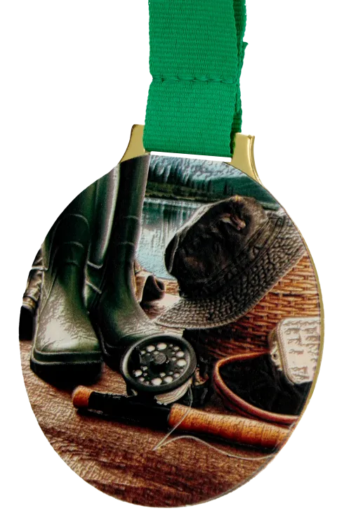 Medal Wędkarski Wędka Nadruk 70 mm | Duży Stalowy Medal PZW