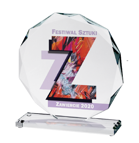 Podziękowanie dla sponsora wydarzenia statuetka szklana z logo 8061