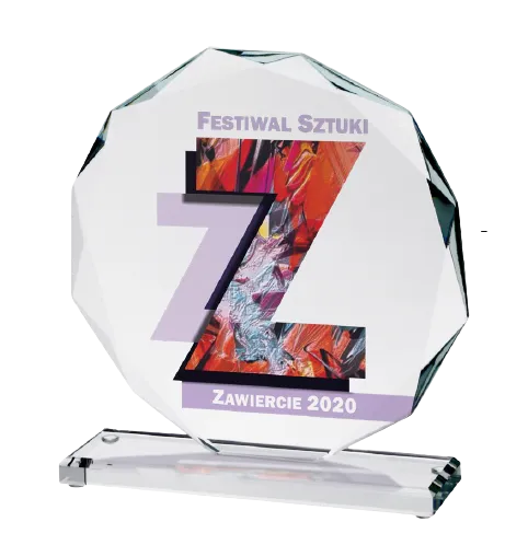 Podziękowanie dla sponsora wydarzenia statuetka szklana z logo 8061