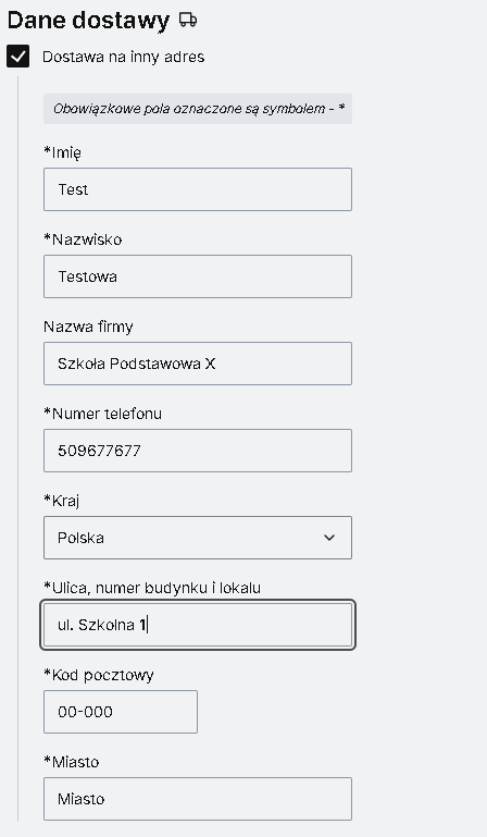 Adres dostawy